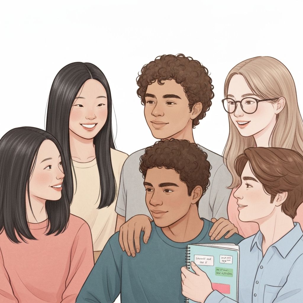 Diverse group of teenagers supporting each other